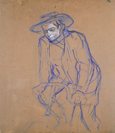 Aristide Bruant op een fiets, 1896 door Henri de Toulouse Lautrec